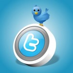 Twitter bird and logo on blue background