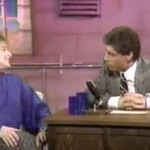 Comedian Ellen DeGeneres talks with host Ross Shafer on after a funny monologue in a 1985 episode of the Seattle comedy show "Almost Live." A report on Seattle's rich comedy broadcasting history is among the exhibits in the Seattle Television Project archive, created by Stephen Groening of the Department of Comparative Literature, Cinema & Media.