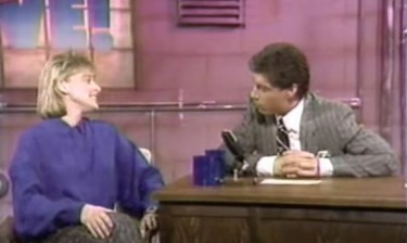 Comedian Ellen DeGeneres talks with host Ross Shafer on after a funny monologue in a 1985 episode of the Seattle comedy show "Almost Live." A report on Seattle's rich comedy broadcasting history is among the exhibits in the Seattle Television Project archive, created by Stephen Groening of the Department of Comparative Literature, Cinema & Media.