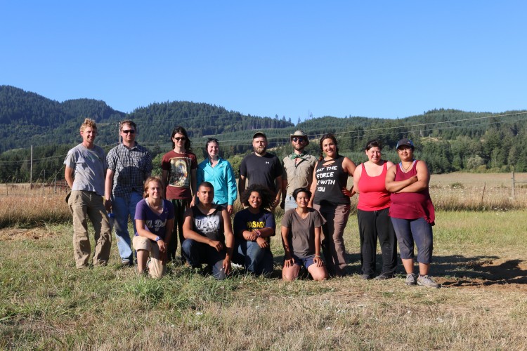 Group of students at field school on Grand Ronde reservation