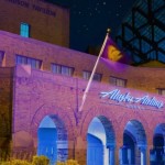 an image of alaska airlines arena with purple lights
