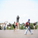 walking across red square