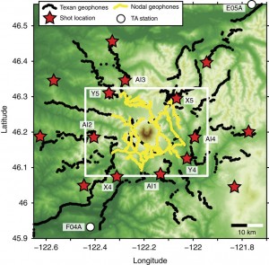 map of mountain with colored dots