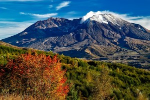 snow-capped mountain in fall