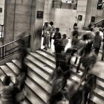 a crowd of people in a building
