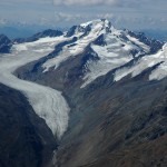 mountain range with glaciers