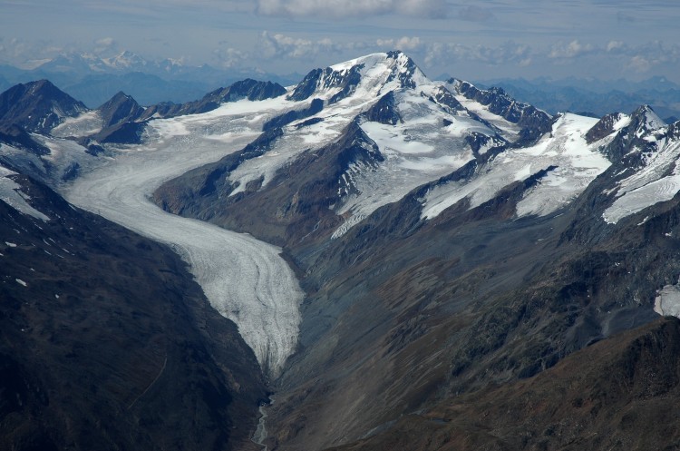 mountain range with glaciers