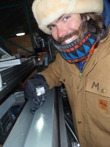 researcher with ice core