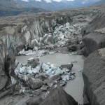 chunks of sediment-covered ice