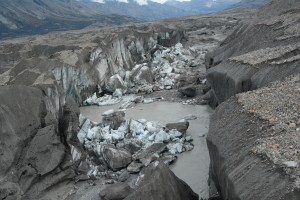 chunks of sediment-covered ice