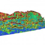 image of a crumbling cliff seen via LIDAR