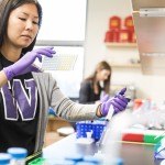 Photo of students working in Bioengineering Lab