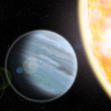 An artist's rendering of KELT-11b, a "Styrofoam"-density exoplanet orbiting a bright star in the southern hemisphere.