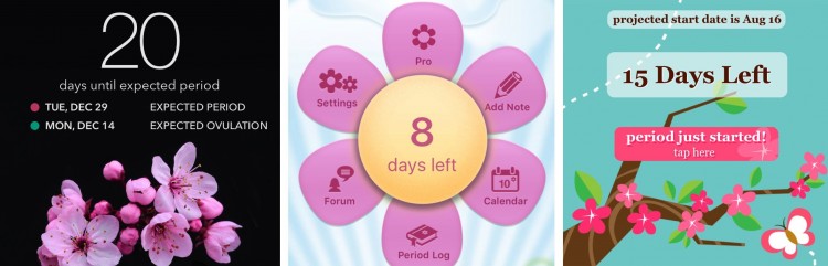 Screenshots of pink, flowery apps