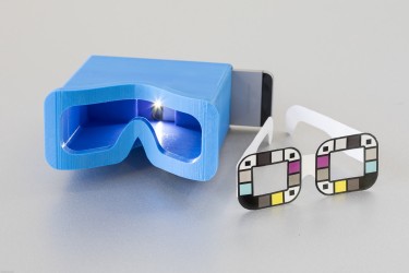 The UW team tested two different accessories for BiliScreen: a 3-D printed box to control lighting conditions and glasses that help the app calibrate colors. The goal is to remove the need for additional accessories, potentially by mining data from facial pictures.