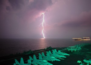 lightning over dark sea