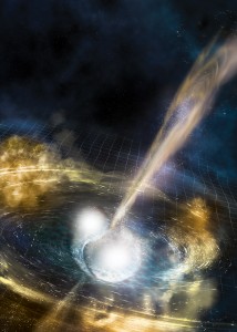 an illustration of two stars colliding