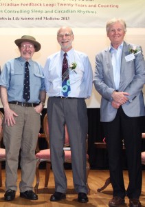 Left-to-right: Jeffrey C. Hall, Michael Rosbash and Michael W. Young in 2013.