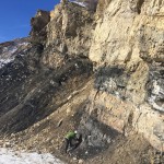As Earth's oxygen levels rose to near-modern levels over the last 800 million years, phosphorus levels increased, as well, according to modeling led by the UW's Michael Kipp and others. Accordingly, Kipp says, large phosphate deposits show up in abundance in the rock record at about this time. This is a Wyoming portion of The Phosphoria Formation, a deposit that stretches across several states in the western United States and is the largest source of phosphorus fertilizer in the country. The photo shows layers of phosphorus that are 10s of meters thick, shales the contain high concentrations of organic carbon and phosphorus. Kipp said many such deposits are documented over time but are rare in the Precambrian era. "Thus, they might represent a conspicuous temporal record of limited phosphorus recycling."