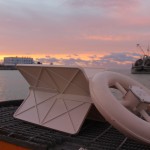 white plastic drifter on ship deck