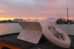 white plastic drifter on ship deck