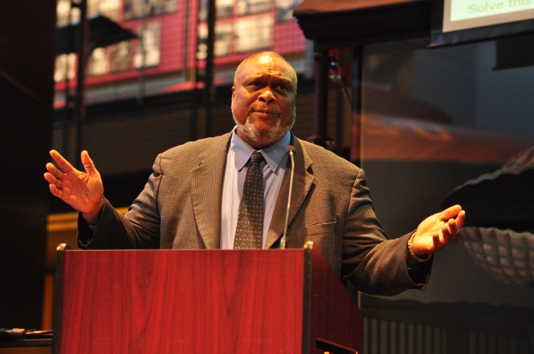 Quintard Taylor giving the 2016 Denny Lecture at the Museum of History and Industry, Seattle, Washington on Tuesday, March 29, 2016