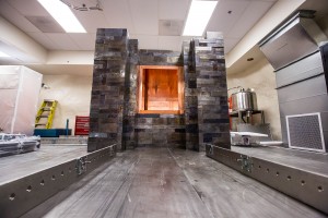 A wall of lead bricks and copper.