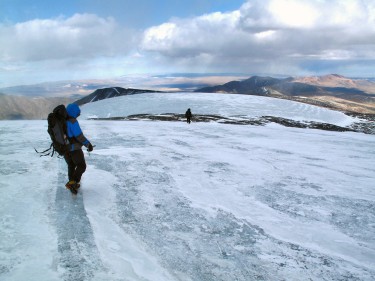 researchers walking on ice