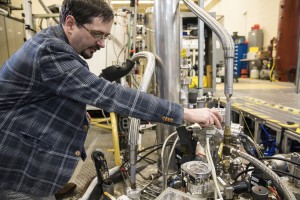 A scientist in a particle physics laboratory