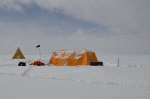 yellow tent on snow
