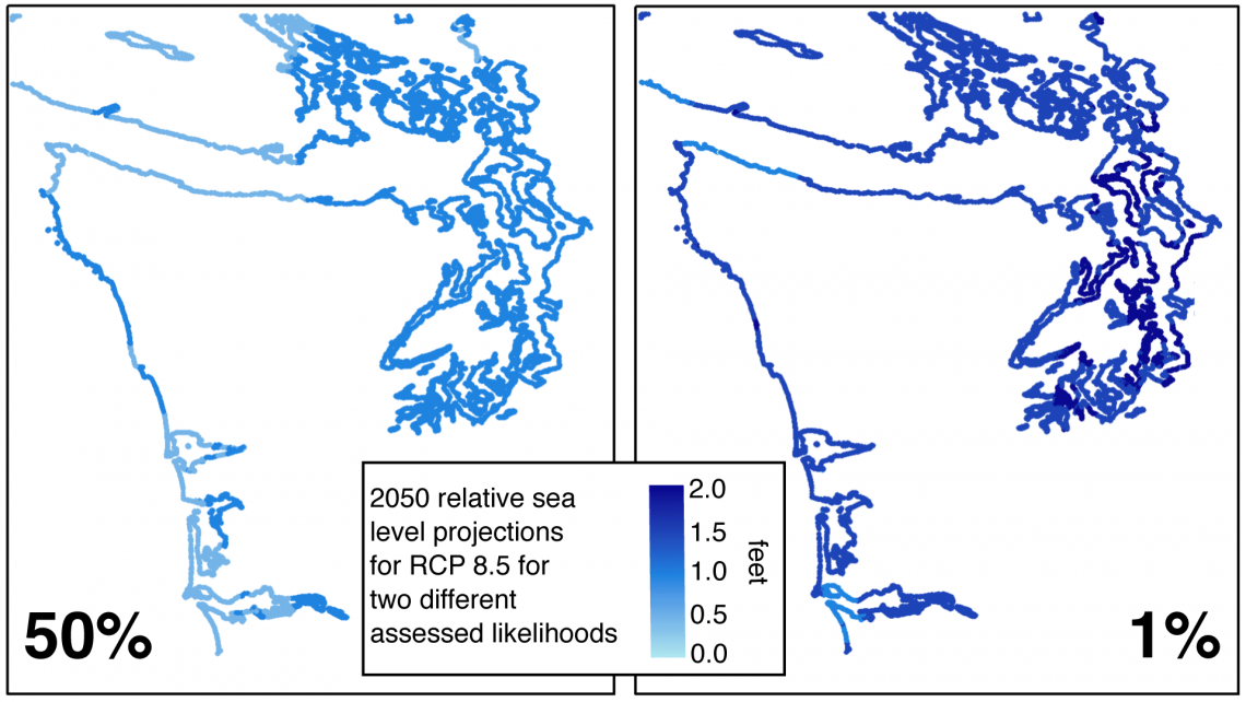state outlined in blue showing rising seas