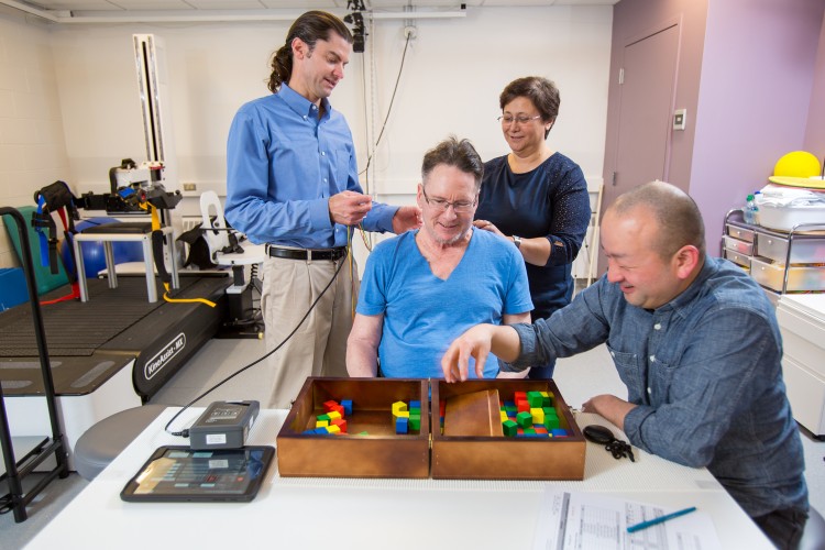 testing a study participant's motor skills