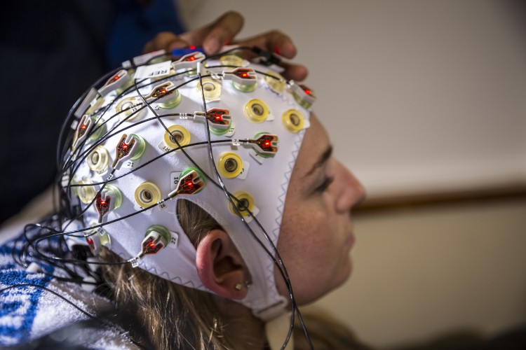 a brain-computer interface based on an electroencephalogram (EEG) cap
