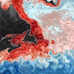 red and blue swirls on map