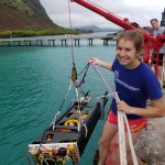 lowering the wave-powered AMP frame into the water