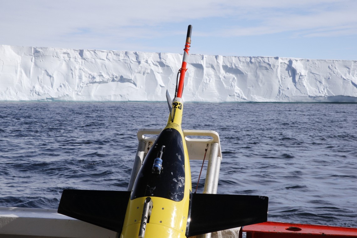 yellow instrument with ice in background