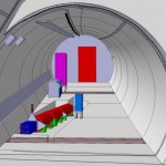 A computer image of a device that will detect particles in the Large Hadron Collider.