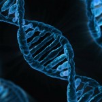 Blue DNA strand cartoon