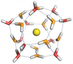 A chemical structure of water molecules.