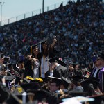 Crowds of students at commencement