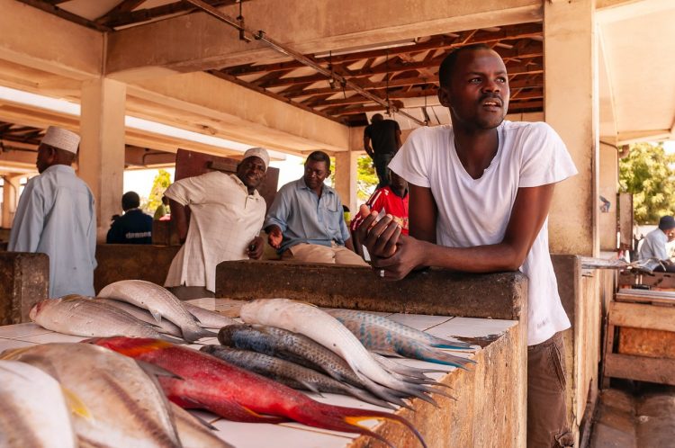 man selling fish