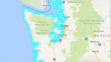 Sea level map of Washington state.