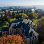 aerial view of UW campus with Seattle in background