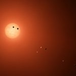 Artist's depiction of the TRAPPIST-1 star and its seven worlds.