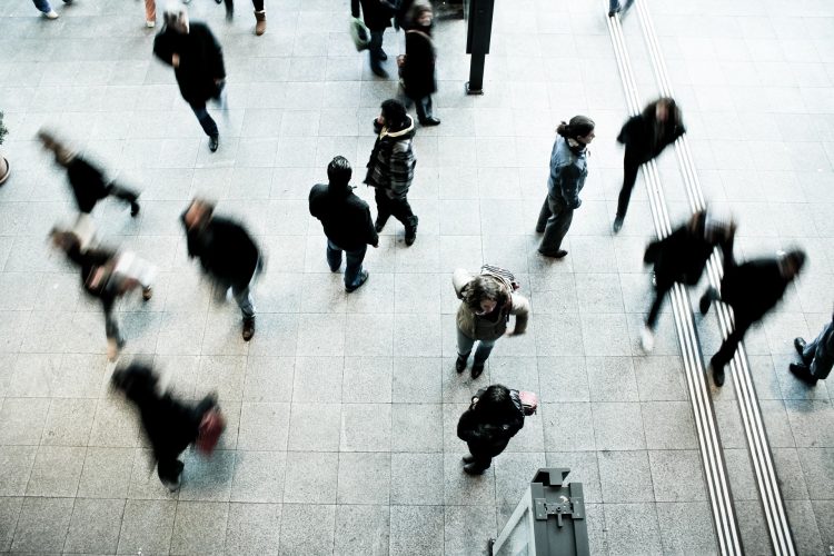 People walking in crowd