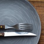 a plate, knife and fork