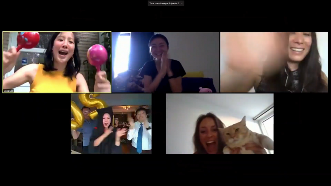 people celebrating in windows onscreen