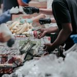 people handing out food at a food bank