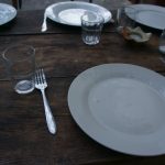 Dinner setting on wood table