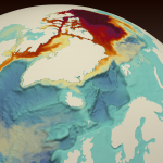 Colored map of the North Atlantic and Arctic